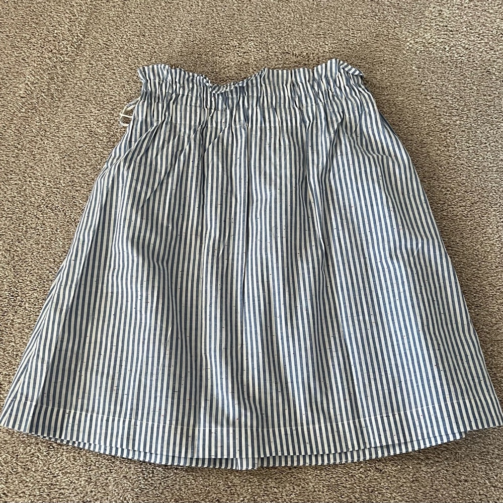 Club Monaco Striped Blue & White Faux Wrap Cotton Skirt - Picture 9 of 13